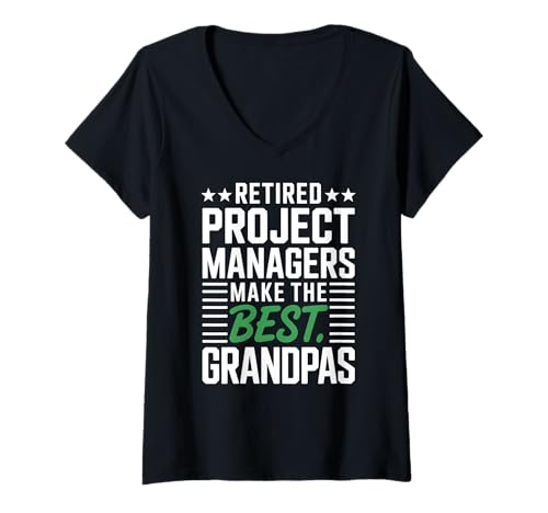Damen Projektmanager Ruhestand Opa T-Shirt mit V-Ausschnitt Damen Projektmanager Ruhestand Opa T-Shirt mit V-Ausschnitt von Grandfather Project Manager Retiree Grandad