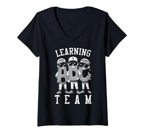 Damen Baseballspieler Back to School Funny ABC Learning Team T-Shirt mit V-Ausschnitt Damen Baseballspieler Back to School Funny ABC Learning Team T-Shirt mit V-Ausschnitt von Grandio Design Back To School Teaching Gifts