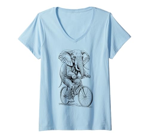 Damen Fahrrad Elefant Vintage Radfahrer Biker Wildtier T-Shirt mit V-Ausschnitt Damen Fahrrad Elefant Vintage Radfahrer Biker Wildtier T-Shirt mit V-Ausschnitt von Grandio Design Bicycle Cycling Cyclist Gifts
