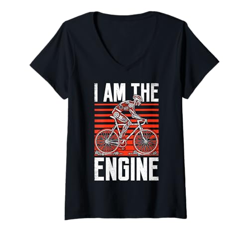 Damen Radfahrer Ich Bin der Motor Fahrradteile Radfahrer T-Shirt mit V-Ausschnitt von Grandio Design Bicycle Cycling Cyclist Gifts
