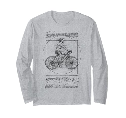 Vitruvian Man Fahrrad Radfahrer Leonardo Da Vinci Radfahren Langarmshirt Vitruvian Man Fahrrad Radfahrer Leonardo Da Vinci Radfahren Langarmshirt von Grandio Design Bicycle Cycling Cyclist Gifts