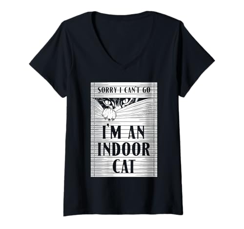 Damen Sorry I Can't Go I'm An Indoor Cat Lover Introvertiertes Zitat T-Shirt mit V-Ausschnitt Damen Sorry I Can't Go I'm An Indoor Cat Lover Introvertiertes Zitat T-Shirt mit V-Ausschnitt von Grandio Design Cat Lover Feline Friend Pet Gifts