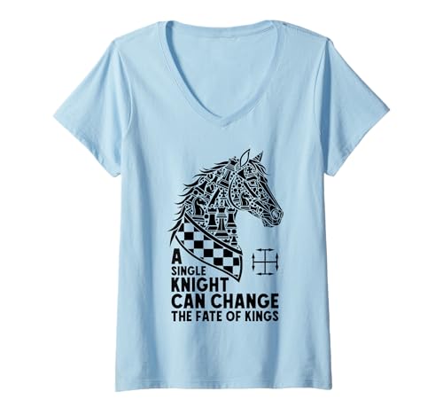 Damen Schachliebhaber Knight Horse Head Change Fate of Kings T-Shirt mit V-Ausschnitt Damen Schachliebhaber Knight Horse Head Change Fate of Kings T-Shirt mit V-Ausschnitt von Grandio Design Chess Novelty Gifts