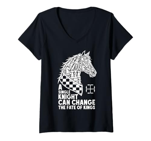 Damen Schachliebhaber Knight Horse Head Change Fate of Kings T-Shirt mit V-Ausschnitt von Grandio Design Chess Novelty Gifts