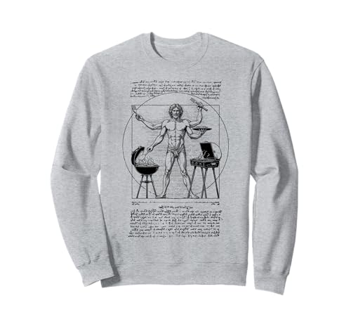 BBQ Vitruvian Man Barbecue-Grillkoch Leonardo Da Vinci Chef Sweatshirt von Grandio Design Cook Chef BBQ Grill Cooking Gifts