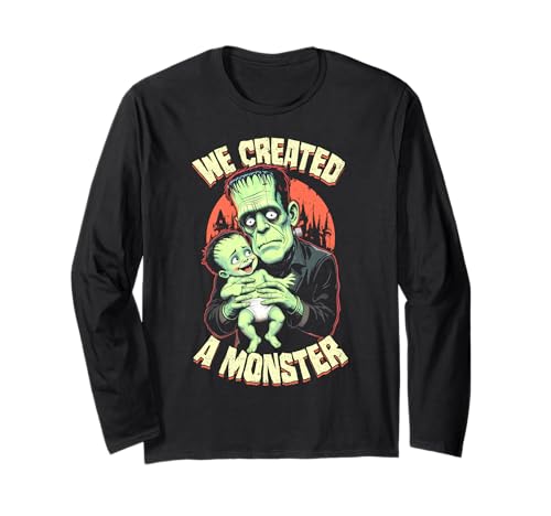 New Dad First Halloween Frankenstein Monster Baby Vater Langarmshirt von Grandio Design Family New Baby Sibling Designs