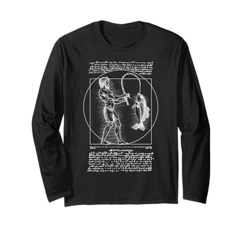 Lustiges Angeln Vitruvian Man Leonardo Da Vinci Fisherman Langarmshirt Lustiges Angeln Vitruvian Man Leonardo Da Vinci Fisherman Langarmshirt von Grandio Design Fishing And Fisherman Gifts