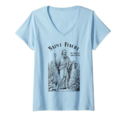 Damen Gärtner Schutzpatron Fiacre Vintage Gardeners T-Shirt mit V-Ausschnitt Damen Gärtner Schutzpatron Fiacre Vintage Gardeners T-Shirt mit V-Ausschnitt von Grandio Design Funny Gardener Gardening Gifts