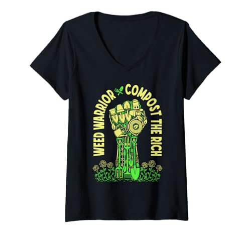 Damen Lustiger Gartenkompost von Weed Warrior The Rich Gardener T-Shirt mit V-Ausschnitt Damen Lustiger Gartenkompost von Weed Warrior The Rich Gardener T-Shirt mit V-Ausschnitt von Grandio Design Funny Gardener Gardening Gifts