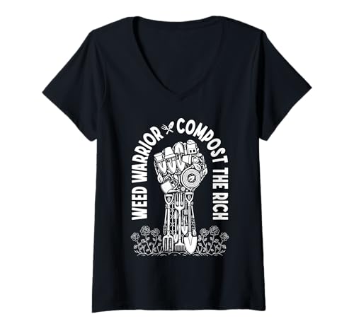 Damen Lustiger Gartenkompost von Weed Warrior The Rich Gardener T-Shirt mit V-Ausschnitt Damen Lustiger Gartenkompost von Weed Warrior The Rich Gardener T-Shirt mit V-Ausschnitt von Grandio Design Funny Gardener Gardening Gifts