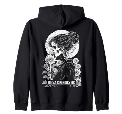 Skelett Gärtner Mädchen Gothic Sonnenblume Gartenarbeit Frau Kapuzenjacke von Grandio Design Funny Gardener Gardening Gifts