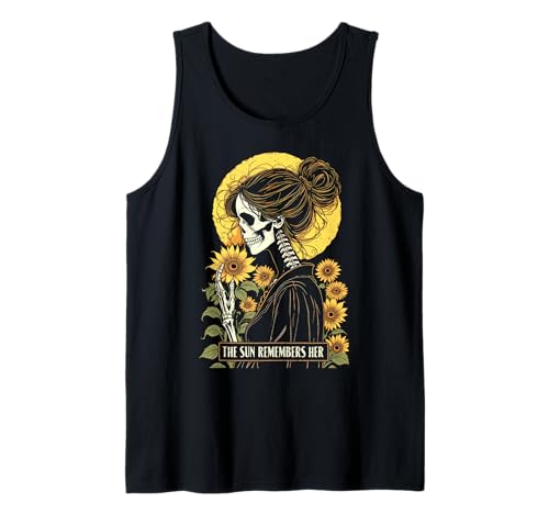 Skelett Gärtner Mädchen Gothic Sonnenblume Gartenarbeit Frau Tank Top von Grandio Design Funny Gardener Gardening Gifts