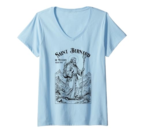 Damen Wandern Backpacking Schutzpatron Bernhardiner Vintage Hiker Hike T-Shirt mit V-Ausschnitt Damen Wandern Backpacking Schutzpatron Bernhardiner Vintage Hiker Hike T-Shirt mit V-Ausschnitt von Grandio Design Funny Hiking Backpacking Gifts