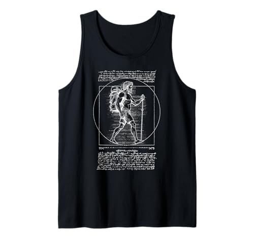 Lustiges Wandern Vitruvian Man Leonardo Da Vinci Hiker Camping Tank Top von Grandio Design Funny Hiking Backpacking Gifts