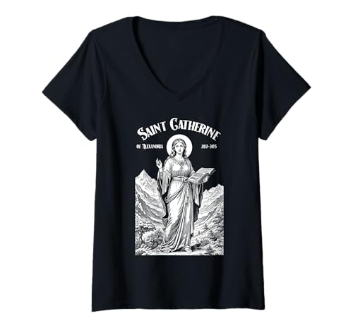 Damen Philosophie Philosoph Schutzpatron Katharina Philosophen T-Shirt mit V-Ausschnitt Damen Philosophie Philosoph Schutzpatron Katharina Philosophen T-Shirt mit V-Ausschnitt von Grandio Design Funny Philosophy Philosopher Gifts