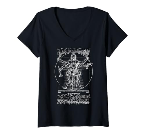 Damen Klempner Sanitär Vitruvian Man Leonardo Da Vinci Rohrzange T-Shirt mit V-Ausschnitt Damen Klempner Sanitär Vitruvian Man Leonardo Da Vinci Rohrzange T-Shirt mit V-Ausschnitt von Grandio Design Funny Plumber Plumbing Gifts