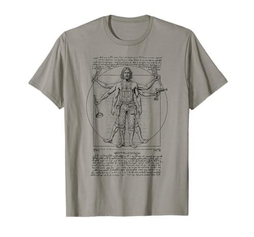 Klempner Sanitär Vitruvian Man Leonardo Da Vinci Rohrzange T-Shirt Klempner Sanitär Vitruvian Man Leonardo Da Vinci Rohrzange T-Shirt von Grandio Design Funny Plumber Plumbing Gifts