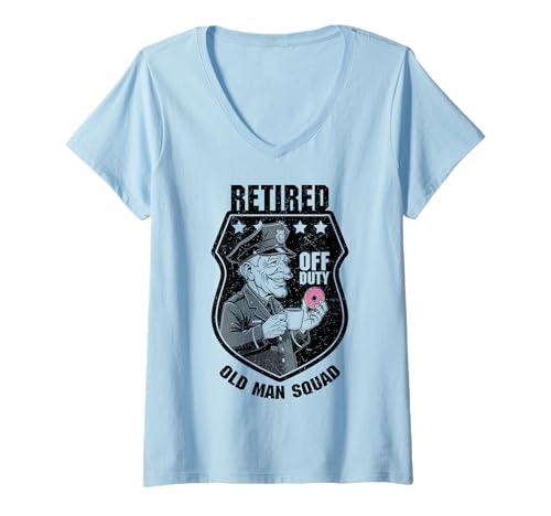 Damen Abzeichen für Polizisten im Ruhestand, lustiger Alter Mann Squad Cop Donut T-Shirt mit V-Ausschnitt Damen Abzeichen für Polizisten im Ruhestand, lustiger Alter Mann Squad Cop Donut T-Shirt mit V-Ausschnitt von Grandio Design Funny Police Officer Cop Gifts