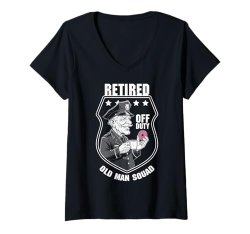 Damen Abzeichen für Polizisten im Ruhestand, lustiger Alter Mann Squad Cop Donut T-Shirt mit V-Ausschnitt Damen Abzeichen für Polizisten im Ruhestand, lustiger Alter Mann Squad Cop Donut T-Shirt mit V-Ausschnitt von Grandio Design Funny Police Officer Cop Gifts
