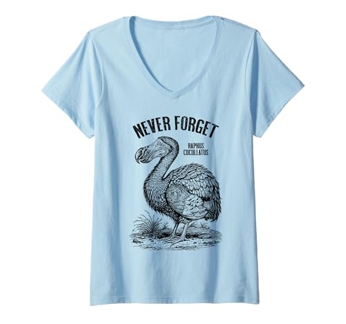 Damen Dodo Never Forget Raphus Cucullatus Extinct Paläontology T-Shirt mit V-Ausschnitt von Grandio Design Funny Scientific Science Gifts