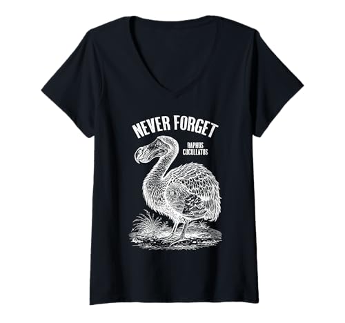 Damen Dodo Never Forget Raphus Cucullatus Extinct Paläontology T-Shirt mit V-Ausschnitt von Grandio Design Funny Scientific Science Gifts