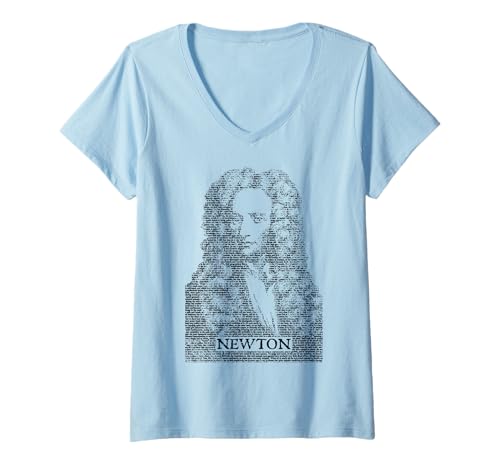 Damen Isaac Newton Principia Lustiges Physikbuch Text Portrait T-Shirt mit V-Ausschnitt von Grandio Design Funny Scientific Science Gifts