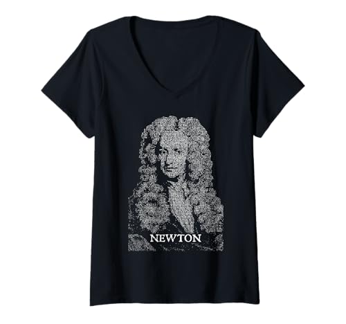 Damen Isaac Newton Principia Lustiges Physikbuch Text Portrait T-Shirt mit V-Ausschnitt von Grandio Design Funny Scientific Science Gifts