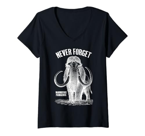 Damen Mammoth Never Forget Mammuthus Primigenius Paläontology T-Shirt mit V-Ausschnitt von Grandio Design Funny Scientific Science Gifts
