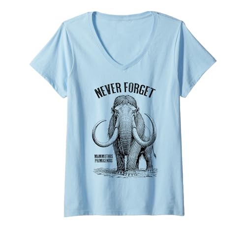 Damen Mammoth Never Forget Mammuthus Primigenius Paläontology T-Shirt mit V-Ausschnitt von Grandio Design Funny Scientific Science Gifts