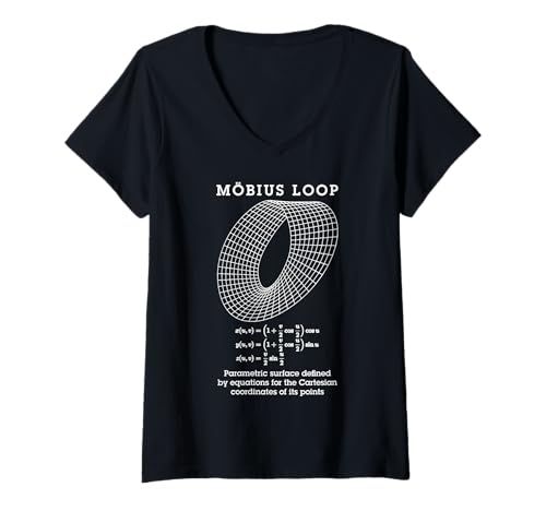 Damen Mobius Loop Moebius Strip Band Mathematiklehrer Nerd Wissenschaft T-Shirt mit V-Ausschnitt von Grandio Design Funny Scientific Science Gifts