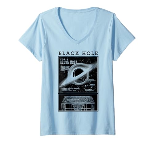 Damen Schwarzes Loch Physik Diagramm Schwarzschild Radius Science T-Shirt mit V-Ausschnitt von Grandio Design Funny Scientific Science Gifts