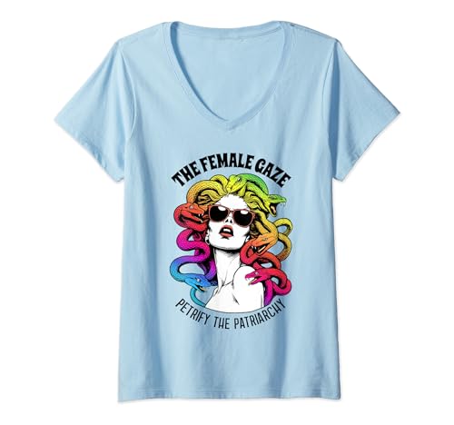 Damen Weiblicher Blick Medusa Lesbischer Stolz Schwul LGBT LGBTQ Regenbogen T-Shirt mit V-Ausschnitt Damen Weiblicher Blick Medusa Lesbischer Stolz Schwul LGBT LGBTQ Regenbogen T-Shirt mit V-Ausschnitt von Grandio Design Gay Pride & LGBT Awareness