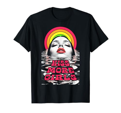 Kiss More Girls Lesben Gay Pride Rainbow Sunset Woman Lips T-Shirt von Grandio Design Gay Pride & LGBT Awareness