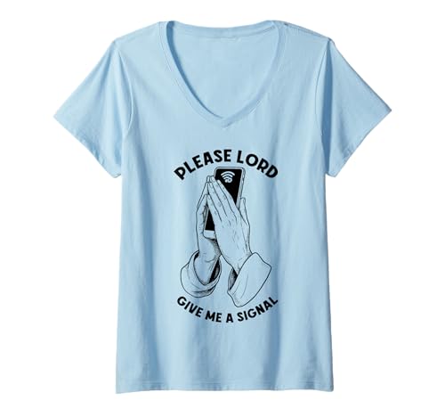Damen Lustiges Handy Bad WiFi Prayer Lord Give Me A Signal T-Shirt mit V-Ausschnitt Damen Lustiges Handy Bad WiFi Prayer Lord Give Me A Signal T-Shirt mit V-Ausschnitt von Grandio Design Geeky Computer & IT Novelty Gifts