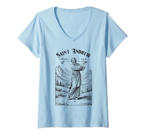 Damen Golf-Patron Saint Andrew Lustiger Golfer Golfspieler T-Shirt mit V-Ausschnitt Damen Golf-Patron Saint Andrew Lustiger Golfer Golfspieler T-Shirt mit V-Ausschnitt von Grandio Design Golfing Funny Golf Golfer Gifts