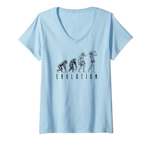 Damen Lustiger Golfer Evolution Man Ape Caveman Golf Player Dad T-Shirt mit V-Ausschnitt Damen Lustiger Golfer Evolution Man Ape Caveman Golf Player Dad T-Shirt mit V-Ausschnitt von Grandio Design Golfing Funny Golf Golfer Gifts