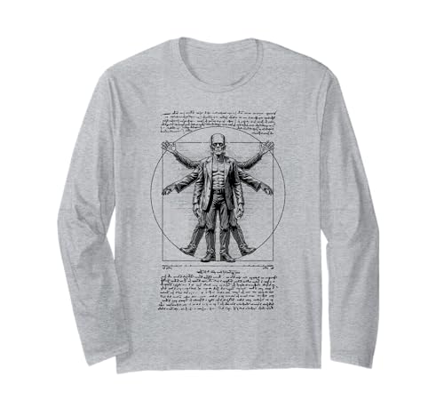 Halloween Frankenstein Vitruvian Man Leonardo Da Vinci Lustig Langarmshirt von Grandio Design Halloween Horror