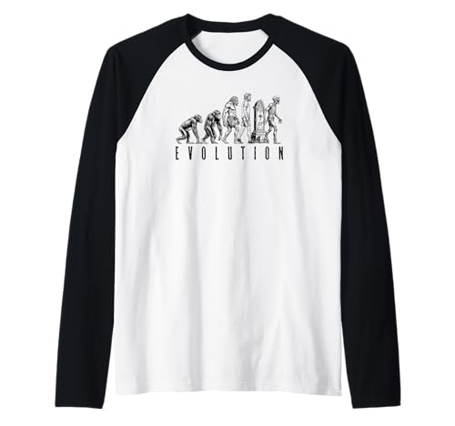 Lustiges Halloween Zombie Evolution Man Ape Caveman Horror Raglan von Grandio Design Halloween Horror