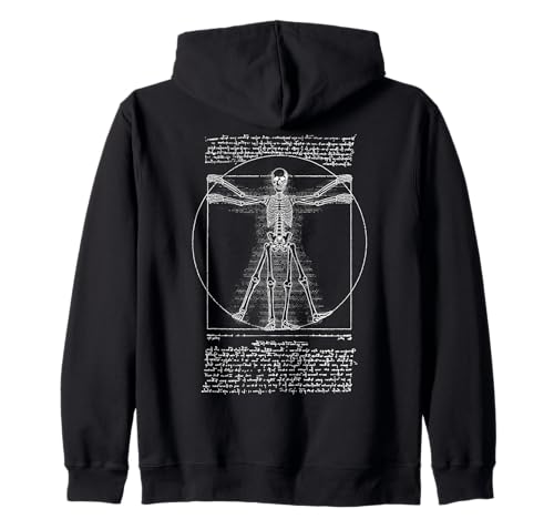 Menschliches Skelett Vitruvian Man Leonardo Da Vinci Anatomy Kapuzenjacke von Grandio Design Halloween Horror