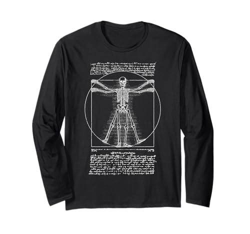 Menschliches Skelett Vitruvian Man Leonardo Da Vinci Anatomy Langarmshirt von Grandio Design Halloween Horror