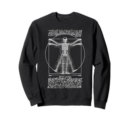 Menschliches Skelett Vitruvian Man Leonardo Da Vinci Anatomy Sweatshirt von Grandio Design Halloween Horror