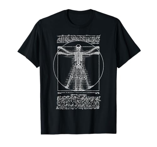 Menschliches Skelett Vitruvian Man Leonardo Da Vinci Anatomy T-Shirt von Grandio Design Halloween Horror