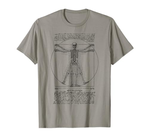 Menschliches Skelett Vitruvian Man Leonardo Da Vinci Anatomy T-Shirt von Grandio Design Halloween Horror