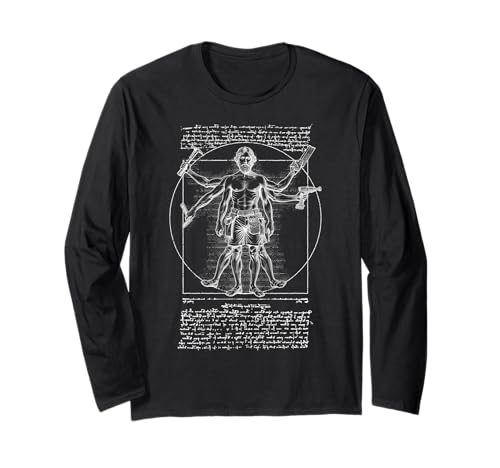 Tischler Zimmerei Vitruvian Man Leonardo Da Vinci Papa DIY Langarmshirt von Grandio Design Handyman Mechanic Carpenter Gifts