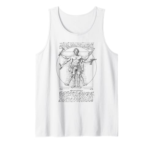 Tischler Zimmerei Vitruvian Man Leonardo Da Vinci Papa DIY Tank Top von Grandio Design Handyman Mechanic Carpenter Gifts
