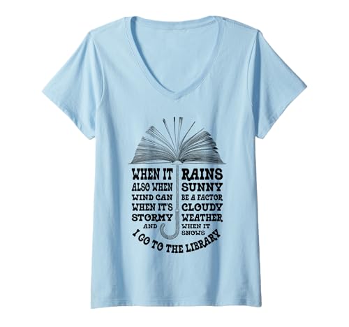 Damen Bookish Umbrella Book Lover, Bibliothek, Wetter, Bibliothekar-Bücher T-Shirt mit V-Ausschnitt Damen Bookish Umbrella Book Lover, Bibliothek, Wetter, Bibliothekar-Bücher T-Shirt mit V-Ausschnitt von Grandio Design Library Book Lover