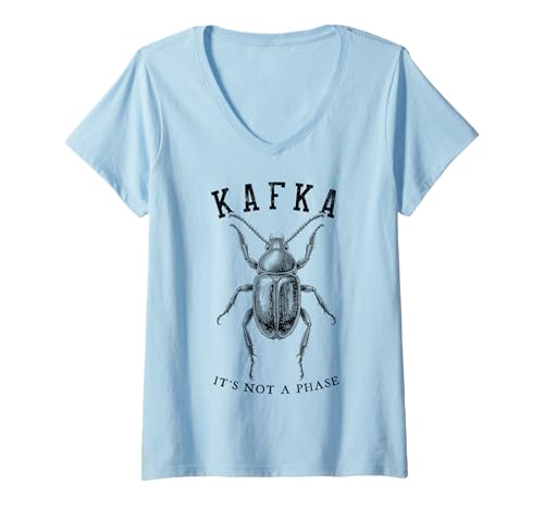 Damen Franz Kafka Käfer: Transformation ist keine Phasenliteratur T-Shirt mit V-Ausschnitt Damen Franz Kafka Käfer: Transformation ist keine Phasenliteratur T-Shirt mit V-Ausschnitt von Grandio Design Library Book Lover