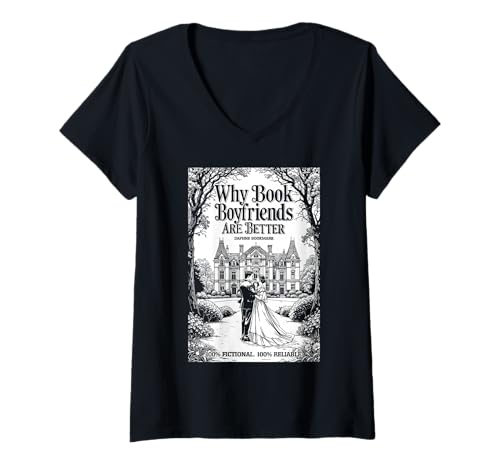 Damen Warum Buchfreunde Besser sind Lustiges Buchromantik-Cover T-Shirt mit V-Ausschnitt Damen Warum Buchfreunde Besser sind Lustiges Buchromantik-Cover T-Shirt mit V-Ausschnitt von Grandio Design Library Book Lover