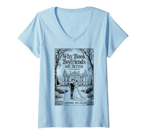 Damen Warum Buchfreunde Besser sind Lustiges Buchromantik-Cover T-Shirt mit V-Ausschnitt Damen Warum Buchfreunde Besser sind Lustiges Buchromantik-Cover T-Shirt mit V-Ausschnitt von Grandio Design Library Book Lover