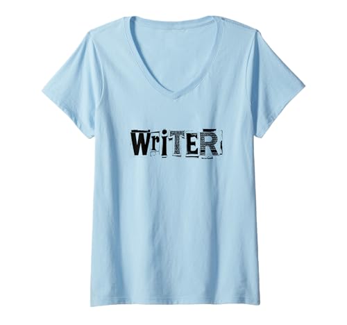 Damen Writer Indie Autor Novelist Funny Bookish Ransom Note T-Shirt mit V-Ausschnitt Damen Writer Indie Autor Novelist Funny Bookish Ransom Note T-Shirt mit V-Ausschnitt von Grandio Design Library Book Lover